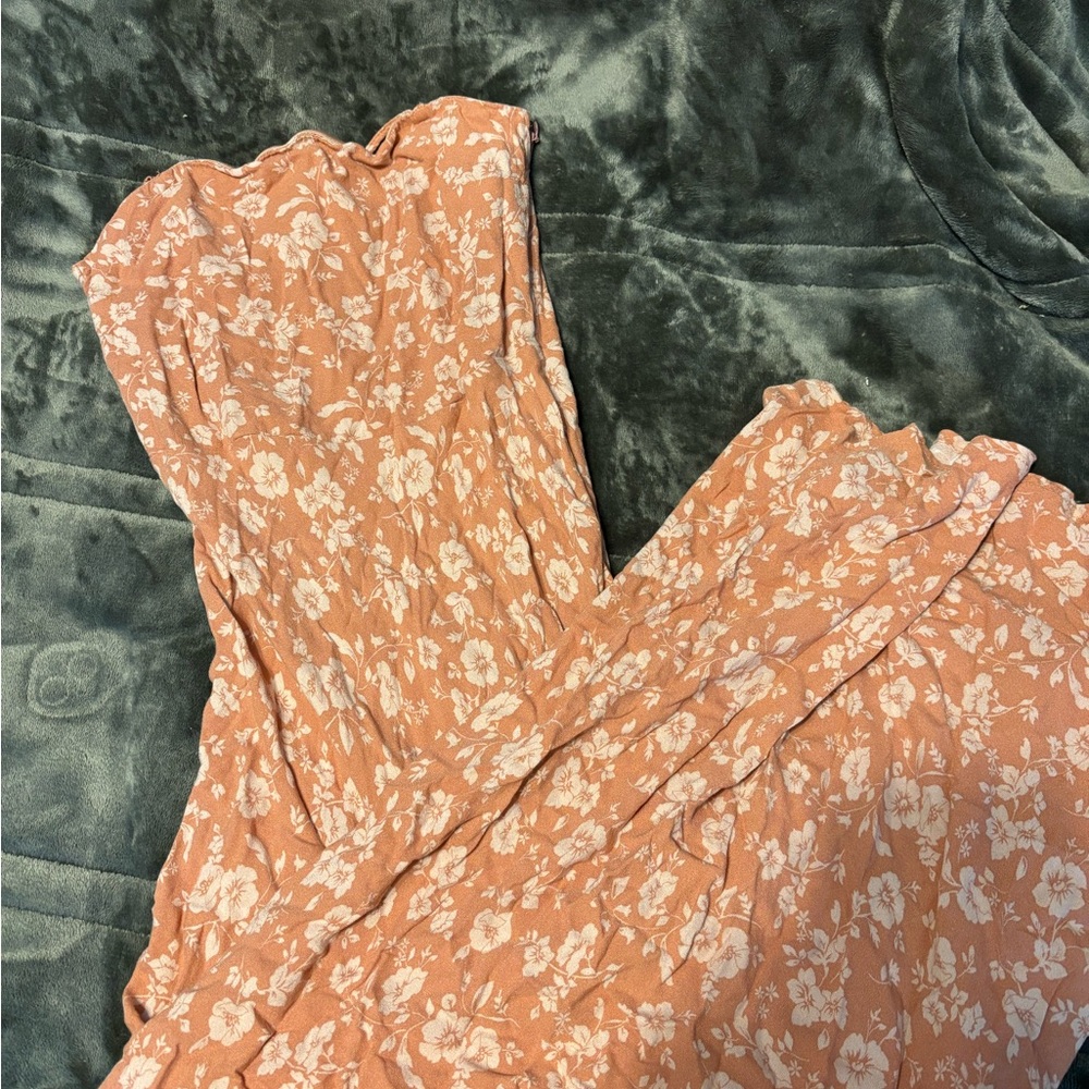 Aeropostale Strapless Floral Dress in Peach and White